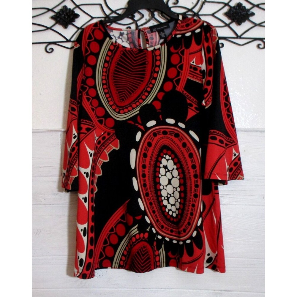 INC International Concepts Women's Knit Tunic Top Size XL Long Sleeve Multicolor